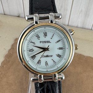 Vintage Fossil StarMaster Original 8 inch Black Leather Strap